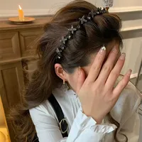 Haute Qualité Petit Papillon Velours Vague Bandeau Haut Crâne Haut Bandeau Visage Lavage Anti-dérapant Cheveux Dentés Cerceau Barrettes Cheveux Cravate main image 3