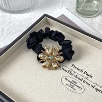 New Style French Retro Hair Band Crystal Sausage Ring Rhinestone SUNFLOWER Women's Highly Elastic Hair Rope Hair Band High-Grade Exquisite main image 3