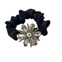 New Style French Retro Hair Band Crystal Sausage Ring Rhinestone SUNFLOWER Women's Highly Elastic Hair Rope Hair Band High-Grade Exquisite main image 5