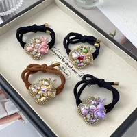 INS New Style Heart Shape Rhinestone Internet Celebrity Minimalist Elegant Ponytail High Elastic Hair Rope Elegant Hair Rope Women's High Sense main image 2