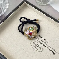 INS New Style Heart Shape Rhinestone Internet Celebrity Minimalist Elegant Ponytail High Elastic Hair Rope Elegant Hair Rope Women's High Sense main image 4