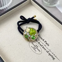 INS New Style Heart Shape Rhinestone Internet Celebrity Minimalist Elegant Ponytail High Elastic Hair Rope Elegant Hair Rope Women's High Sense sku image 2