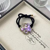 INS New Style Heart Shape Rhinestone Internet Celebrity Minimalist Elegant Ponytail High Elastic Hair Rope Elegant Hair Rope Women's High Sense sku image 5