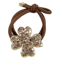 2025 New Dignified Rhinestone Hair Rope Girl New Style Fashion Hair Ring Tie Hair High Elastic Rubber Band Clover Head Rope main image 5