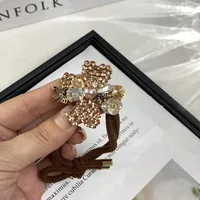 New Hair Accessories Hair Rope Simple Rhinestone Flower High Ponytail Balls Hair Black Rubber Band Temperament Hair Band Head Rope Head sku image 1