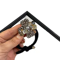 New Hair Accessories Hair Rope Simple Rhinestone Flower High Ponytail Balls Hair Black Rubber Band Temperament Hair Band Head Rope Head main image 5