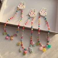New New Style Colorful Beaded XINGX Small Flower Bear Necklace Cute Children Cartoon Beads Of Necklace Necklace Necklace main image 4