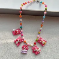 New New Style Colorful Beaded XINGX Small Flower Bear Necklace Cute Children Cartoon Beads Of Necklace Necklace Necklace sku image 1