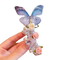 Sweet Butterfly Rose Phone Line Hair Ring Baby Horse Tail Artifact Hair Rope Girl Hair Tie Little Girl Headdress main image 5
