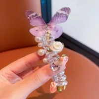 Sweet Butterfly Rose Phone Line Hair Ring Baby Horse Tail Artifact Hair Rope Girl Hair Tie Little Girl Headdress sku image 3