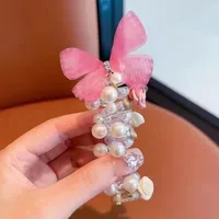 Sweet Butterfly Rose Phone Line Hair Ring Baby Horse Tail Artifact Hair Rope Girl Hair Tie Little Girl Headdress sku image 5
