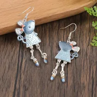 New Arrival Zinc Alloy Drop Oil Little Mouse Earrings Punkstyle Cute Cartoon Tassel Long Wild main image 4