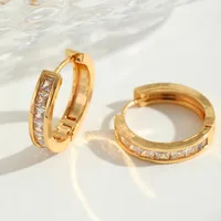 Fashion New Copper Gold-plated Inlaid Colorful Zircon Geometric Earrings main image 6