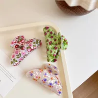 New Printing Acrylic Jaw Clip Vintage Floral Beautiful Temperament Shark Clip Fashion Broken Hair Temperament Elegant Hair Claw main image 1