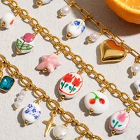 Printing INS Style Stainless Steel Titanium Steel Necklace Star Plating Lobster Trigger Clasp Closure main image 2