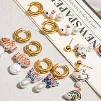 Géométrique Style INS Acier Inoxydable Anneau Placage Des Boucles D'Oreilles main image 2