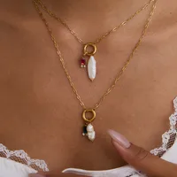 Printing INS Style Stainless Steel Titanium Steel Necklace Pearl Plating Lobster Trigger Clasp Closure main image 2