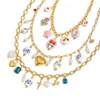 Printing INS Style Stainless Steel Titanium Steel Necklace Star Plating Lobster Trigger Clasp Closure main image 5