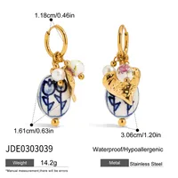 Stainless Steel Titanium Steel Sun Heart Shape Pearl Plating Ceramics Women's Earrings Necklace sku image 1