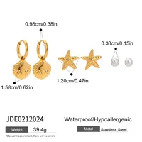 Geometric INS Style Stainless Steel Pentagram Quadrilateral Plating Earrings sku image 3