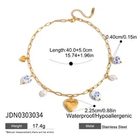 Stainless Steel Titanium Steel Sun Heart Shape Pearl Plating Ceramics Women's Earrings Necklace sku image 2
