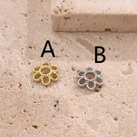 20 Unidades/paquete Agujero 1~1.9mm Cobre Chapados En Oro De 18K Blanco Oro Plateado Pulido Flor Tapas De Cuentas Con Forma De Flor main image 5