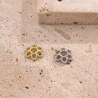 20 Pcs/Package Hole 1~1.9mm Copper 18K Gold Plated White Gold Plated Polished Flower Flower Shape Bead Caps main image 1