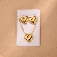 Casual Elegante Vacaciones Acero Inoxidable 304 Ronda Forma De Corazón Flor Pulido Enchapado Mujeres Conjunto De Joyas main image 3