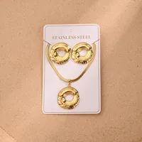 Casual Elegante Vacaciones Acero Inoxidable 304 Ronda Forma De Corazón Flor Pulido Enchapado Mujeres Conjunto De Joyas main image 4