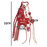Cute Pu Leather Rope Star Knot Flower Women's Bag Pendant Keychain main image 2