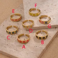 Cara Sonriente Casual Estilo Moderno Cobre Chapados En Oro De 18K Anillos Abiertos Pulido Esmalte main image 3