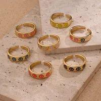 Smiley Face Casual Modern Style Copper 18K Gold Plated Open Rings Polishing Enamel main image 2