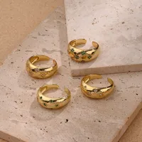 Eight Awn Star Casual Modern Style Zircon Copper 18K Gold Plated Open Rings Polishing main image 1