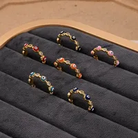 Ojo Casual Estilo Moderno Circón Cobre Chapados En Oro De 18K Anillos Abiertos Pulido Esmalte main image 1