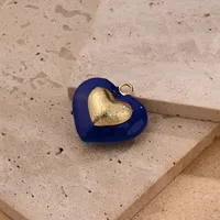 1 Pc/paquete Cobre Chapados En Oro De 18K Pulido Corazón Rojo Colgante main image 3