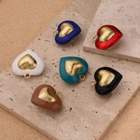 1 Pc/paquete Cobre Chapados En Oro De 18K Pulido Corazón Rojo Colgante main image 1