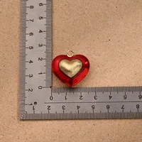 1 Pc/paquet Le Cuivre Plaqué Or 18K Brillant Coeur Rouge Pendentif main image 4