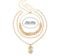 Forma De Corazón Hip Hop Retro Aleación Collares En Capas Venta Al Por Mayor main image 2