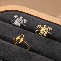 Tortuga Casual Estilo Moderno Cobre Chapados En Oro De 18K Blanco Oro Plateado Anillos Abiertos Pulido main image 1