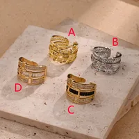 Rond Carré Décontractée Style Moderne Zircon Le Cuivre Plaqué Or 18K Or Blanc Plaqué Anneau Ouvert Polissage main image 2