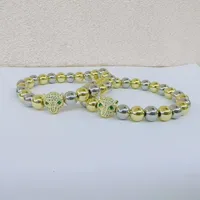 Cilíndrico Cabeza De Leopardo Casual Novedad Estilo Simple Circón Cobre Chapados En Oro De 18K Pulsera Hecho A Mano Pulido main image 2
