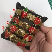 Trèfle À Quatre Feuilles Cerise Forme De Cœur Décontractée Style Moderne Artistique Zircon Le Cuivre Plaqué Or 18K Bracelets Fait Main Polissage Émail Boucle main image 2