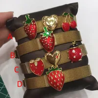 Cherry Heart Shape Beetles Casual Modern Style Artistic Zircon Copper 18K Gold Plated Bracelets Handmade Polishing Enamel Buckle main image 2