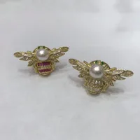 Bee IG Style Modern Style Acrylic Pearl Zircon Copper 18K Gold Plated Open Rings Polishing Inlay main image 1