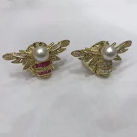 Abeja Estilo IG Estilo Moderno Perla Acrílica Circón Cobre Chapados En Oro De 18K Anillos Abiertos Pulido Embutido main image 2