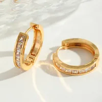 Fashion New Copper Gold-plated Inlaid Colorful Zircon Geometric Earrings sku image 1