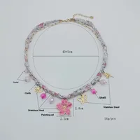 Flower Butterfly Elegant Beach 304 Stainless Steel Artificial Crystal Cloth Layered Necklaces Multi Charms Necklace Wholesale main image 2