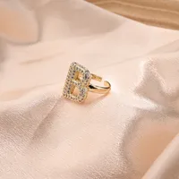 Letter Casual Vacation Zircon Copper 18K Gold Plated Rings Polishing Inlay main image 3