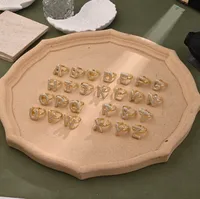 Letra Casual Vacaciones Circón Cobre Chapados En Oro De 18K Anillos Pulido Embutido main image 1