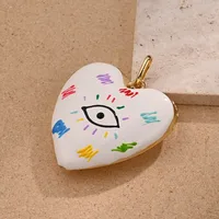 1 Pc/paquet Le Cuivre Plaqué Or 18K Brillant Coeur Rouge Pendentif main image 3